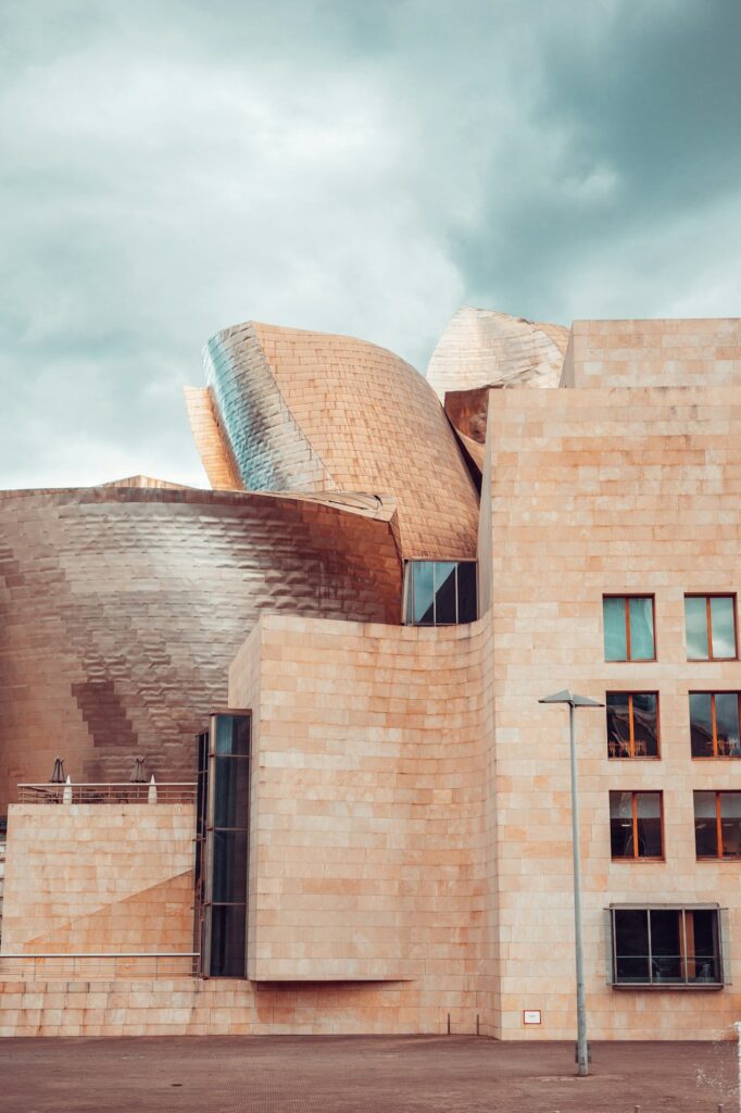 Detail of the Guggenheim museum building in Bilbao, Spain