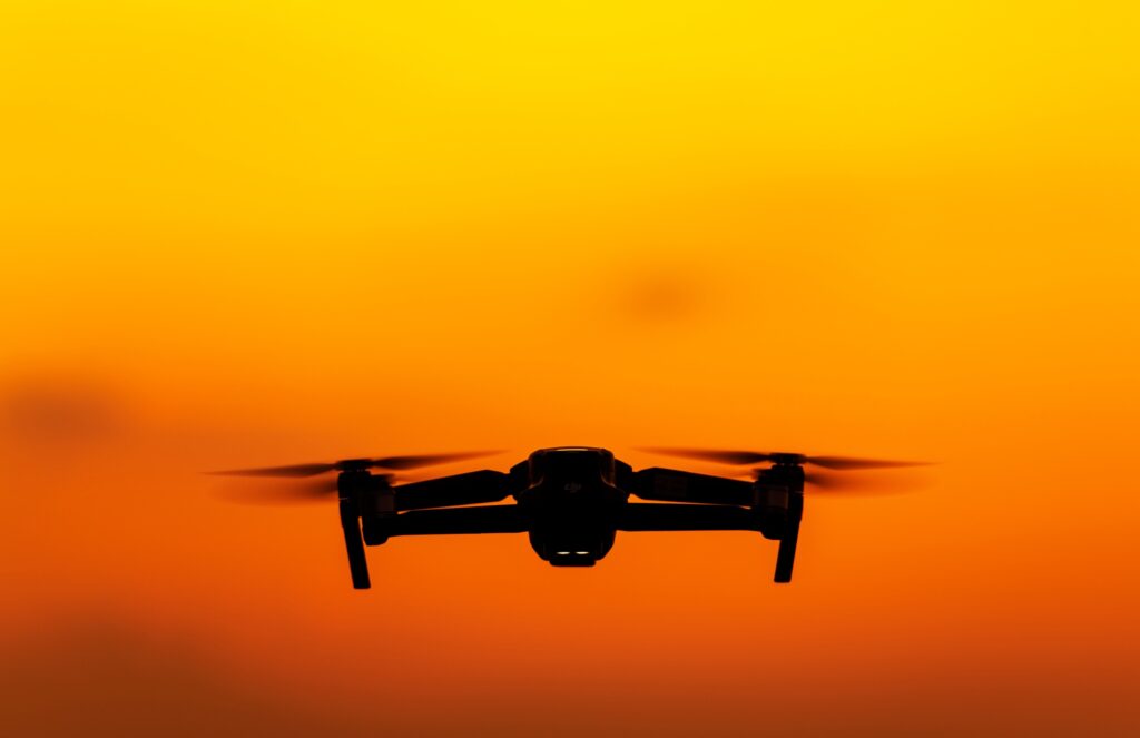 Modern Medium Weight Drone on the Sky